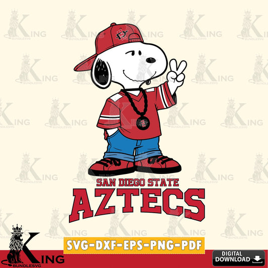 San Diego State Aztecs Snoopy Say hi SVG, Cricut, Cut file  , Digital Download , Instant Download, Peanuts svg, NCAA svg, Football svg, Sport svg