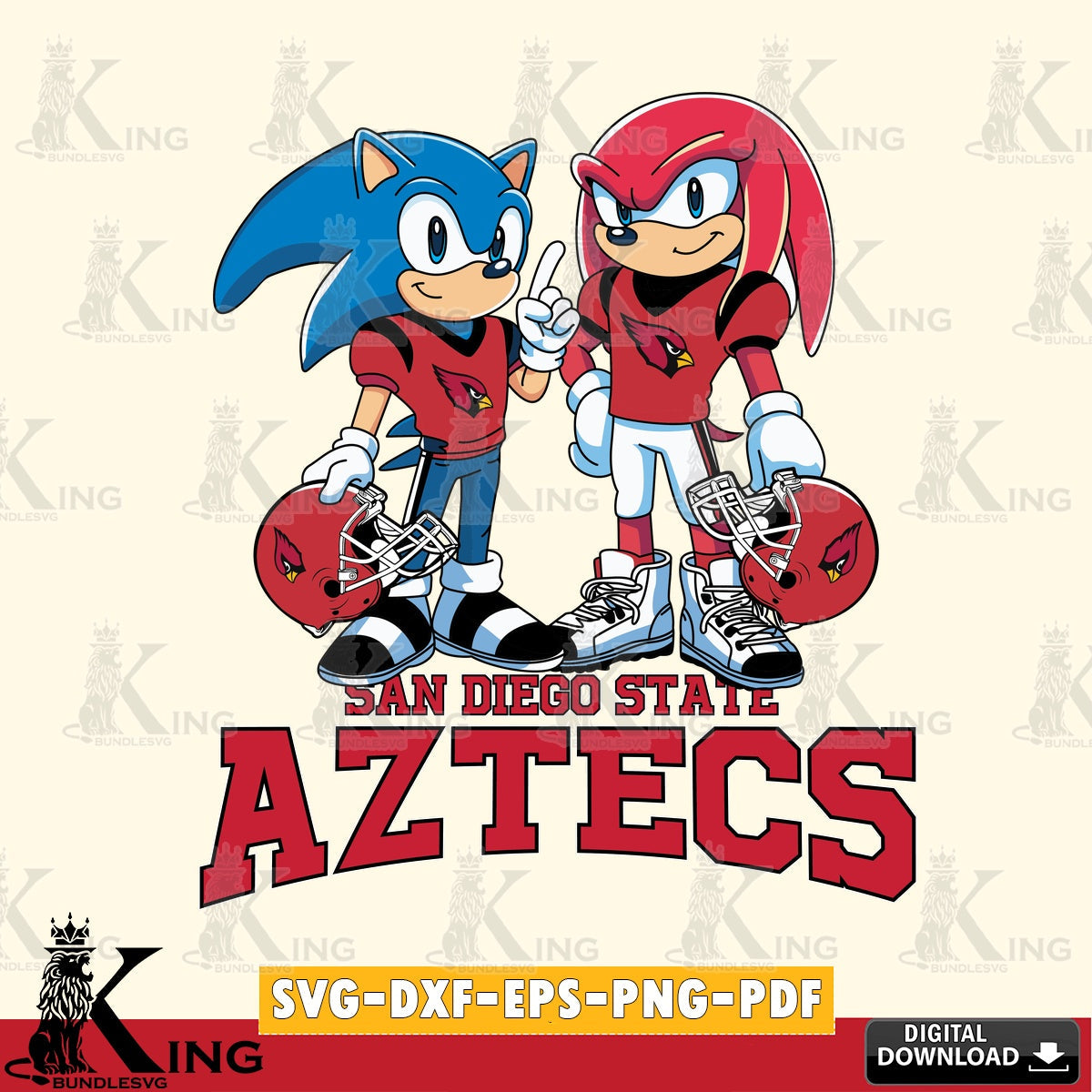 San Diego State Aztecs Sonic And Knuckles Football SVG file, Vector , Digital Download , PDF File , Instant Download