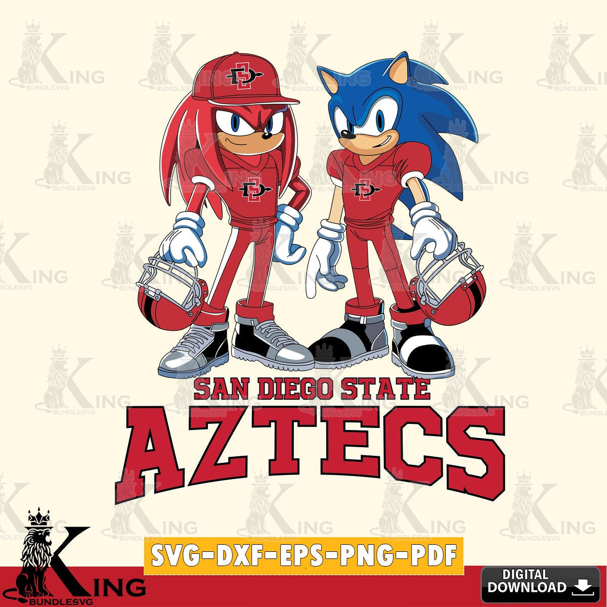 San Diego State Aztecs Sonic And Knuckles Player Football SVG file, Vector , Digital Download , PDF File , Instant Download