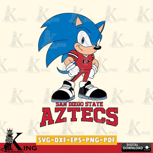 Hand-drawn style art of San Diego State Aztecs Sonic Football Star Mascot digital file for silhouette cameo and cricut projects