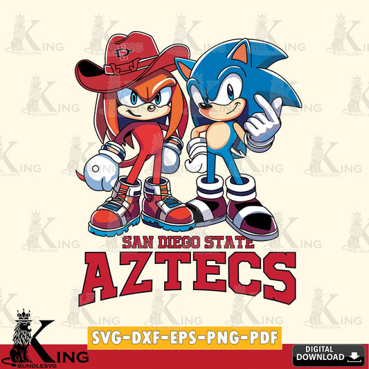 San Diego State Aztecs Sonic & Knuckles Football Mascot SVG file, Vector , Digital Download , PDF File , Instant Download