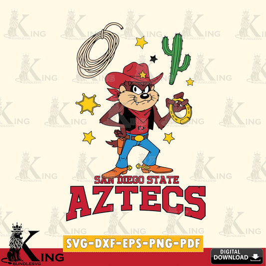 San Diego State Aztecs Taz Cowboy Western SVG file, Cut file  , Digital Download , Instant Download, Taz svg, NCAA svg