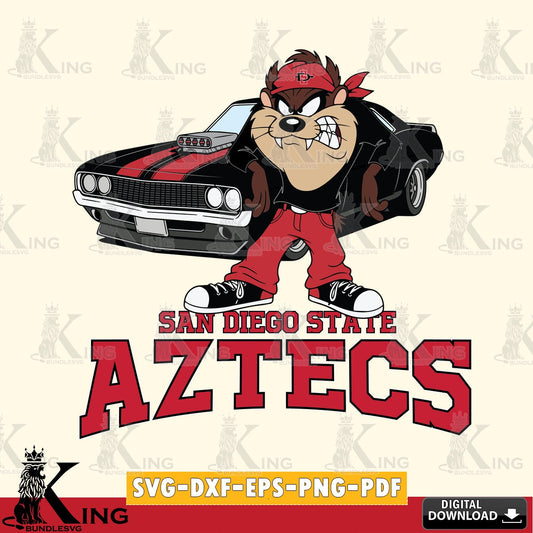 San Diego State Aztecs Taz Racing Car SVG file, Cut file  , Digital Download , Instant Download, Taz svg, NCAA svg