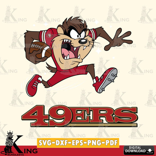 San Francisco 49ers Angry Taz Football Cut file  , Digital Download , Instant Download, Looney Tunes svg, Football svg