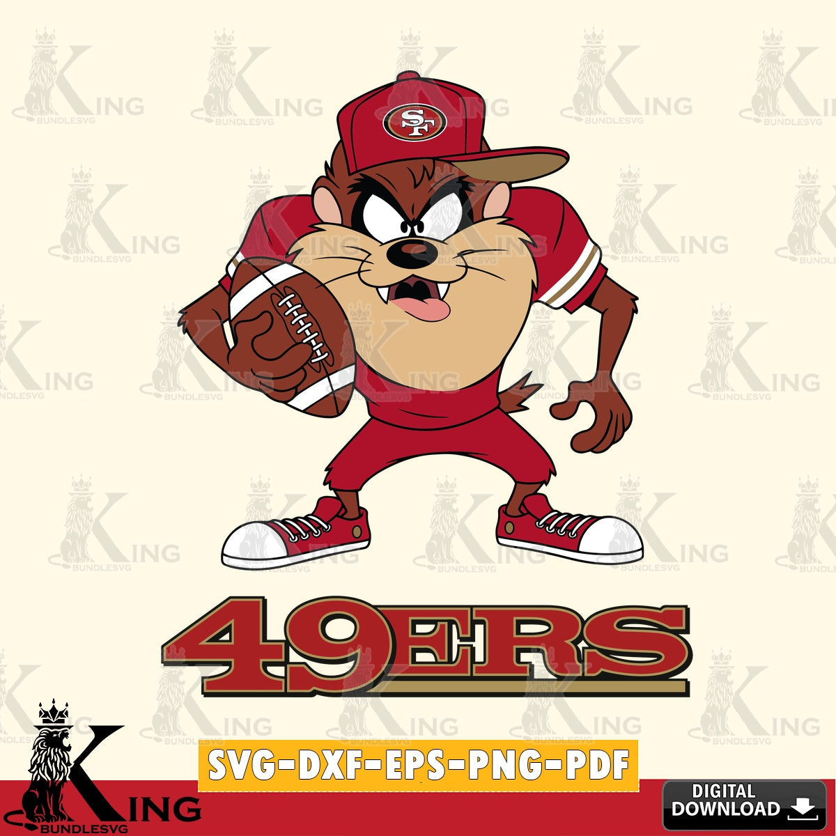 San Francisco 49ers Đồng phục bóng đá Taz Cut file  , Digital Download , Instant Download, Looney Tunes svg, Football svg