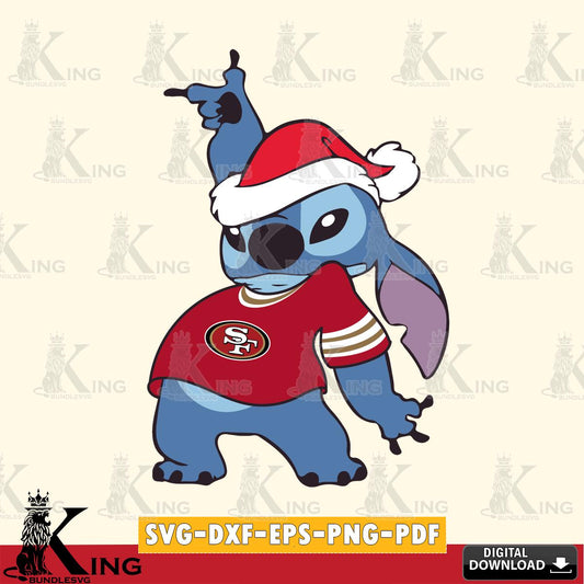 San Francisco 49ers Disney Lilo & Stitch Christmas SVG, NFL for Cricut, Silhouette, Digital Download , file cut