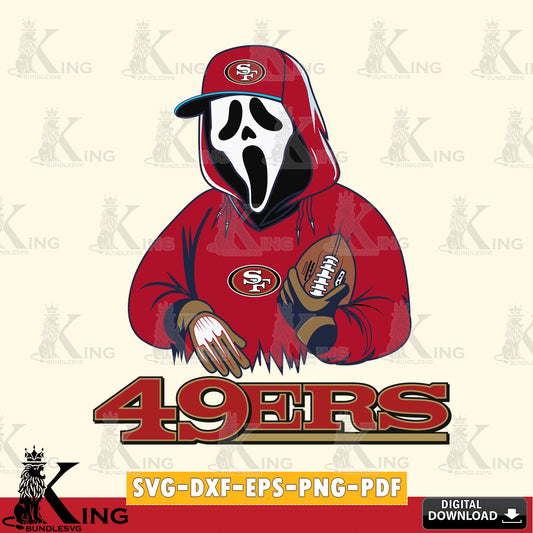 Eye-catching graphic of a San Francisco 49ers Ghostface Scream football player for NFL fans, SVG PNG files perfect for Cricut and