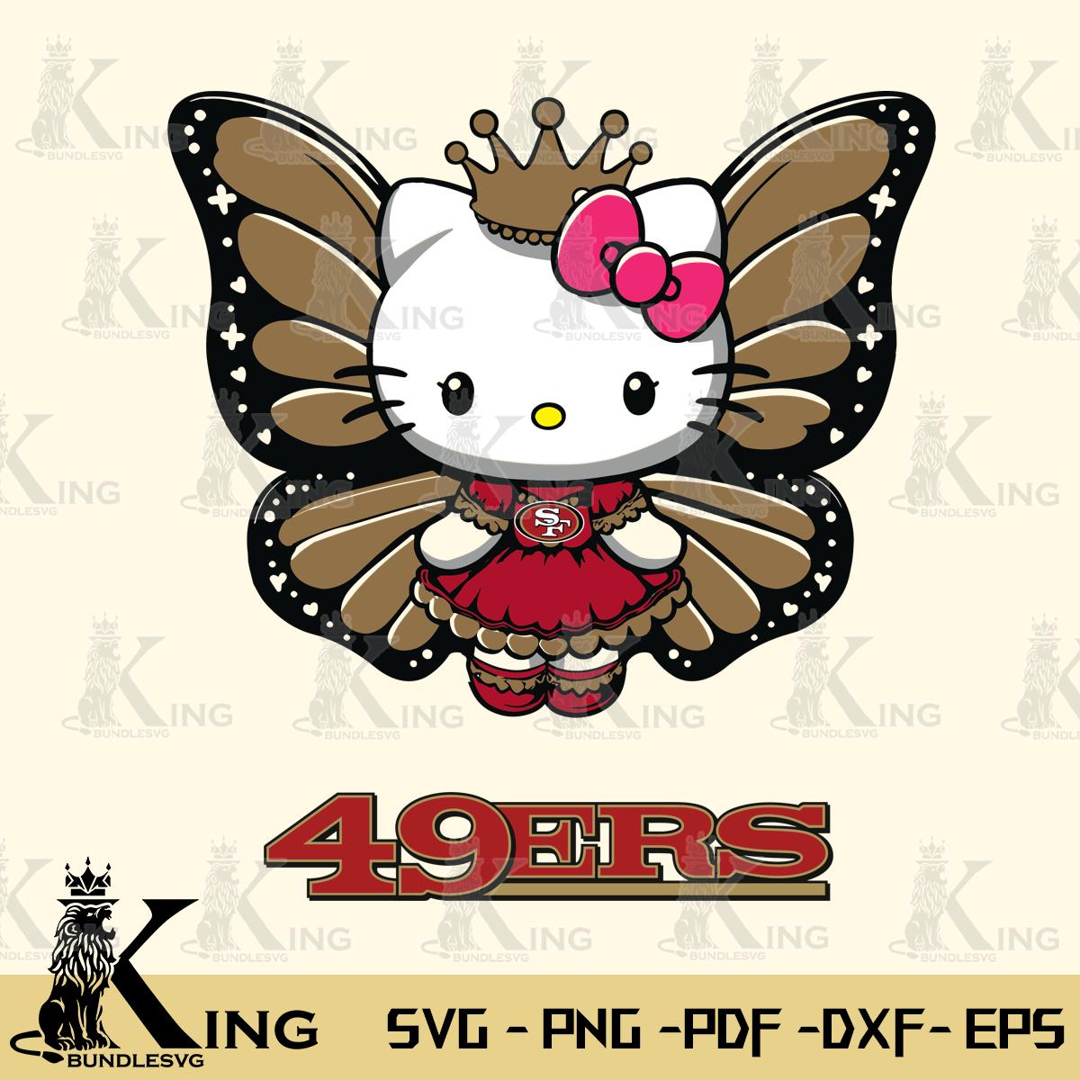 San Francisco 49ers Kitty Wings & Flowers Svg Eps Dxf Png File, Digital Download