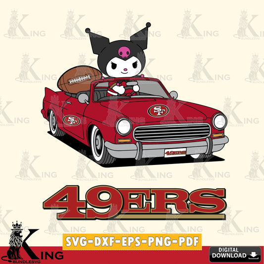 San Francisco 49ers Kuromi Car Football Game SVG file, Cricut, Cut file  , Digital Download , Instant Download, Sanrio svg, Clipart