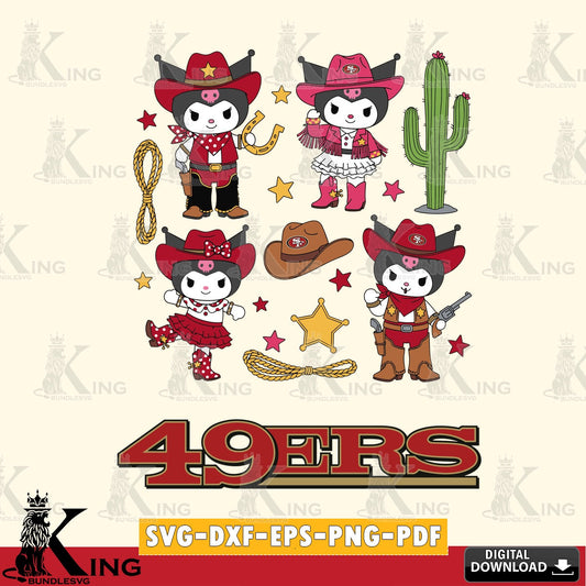 San Francisco 49ers Kuromi Cowboy Western SVG file, Cricut, Cut file  , Digital Download , Instant Download, Sanrio svg, Clipart