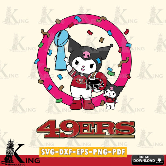 San Francisco 49ers Kuromi Football Champion SVG file, Cricut, Cut file  , Digital Download , Instant Download, Sanrio svg, Clipart