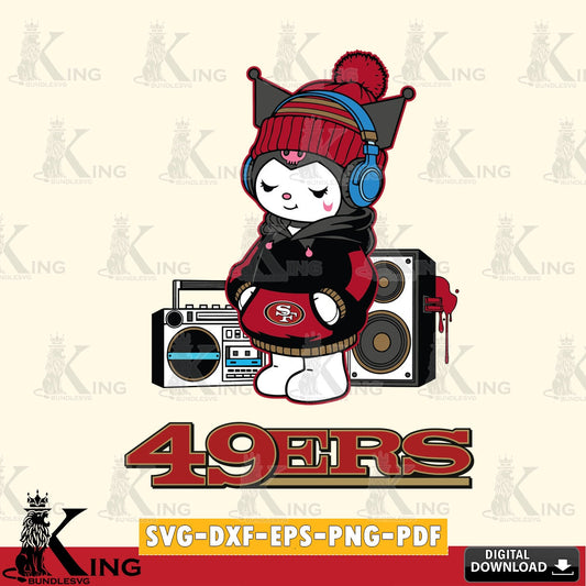 San Francisco 49ers Kuromi Football Music SVG file, Cricut, Cut file  , Digital Download , Instant Download, Sanrio svg, Clipart
