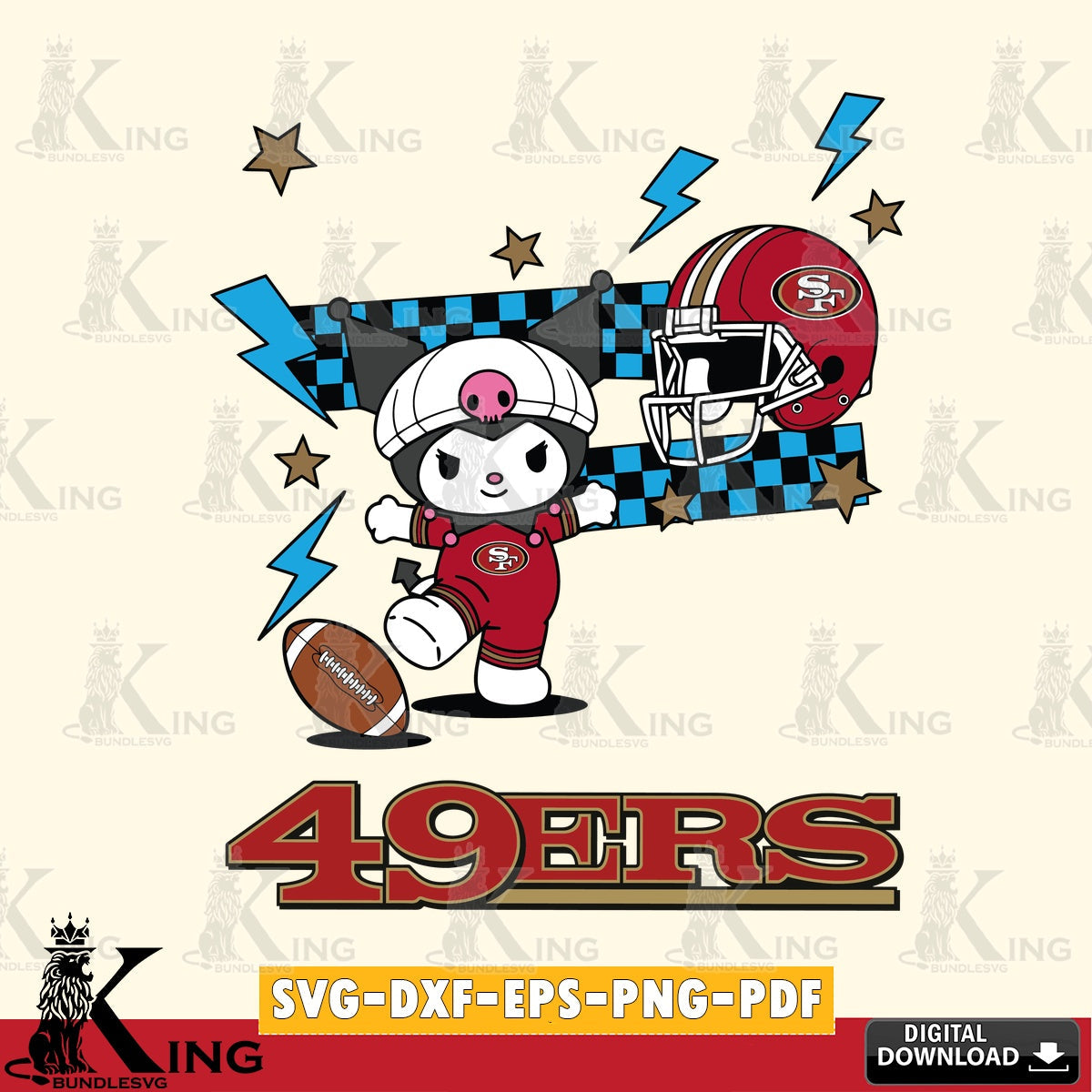 San Francisco 49ers Kuromi Game Day SVG file, Cricut, Cut file  , Digital Download , Instant Download, Sanrio svg, Clipart