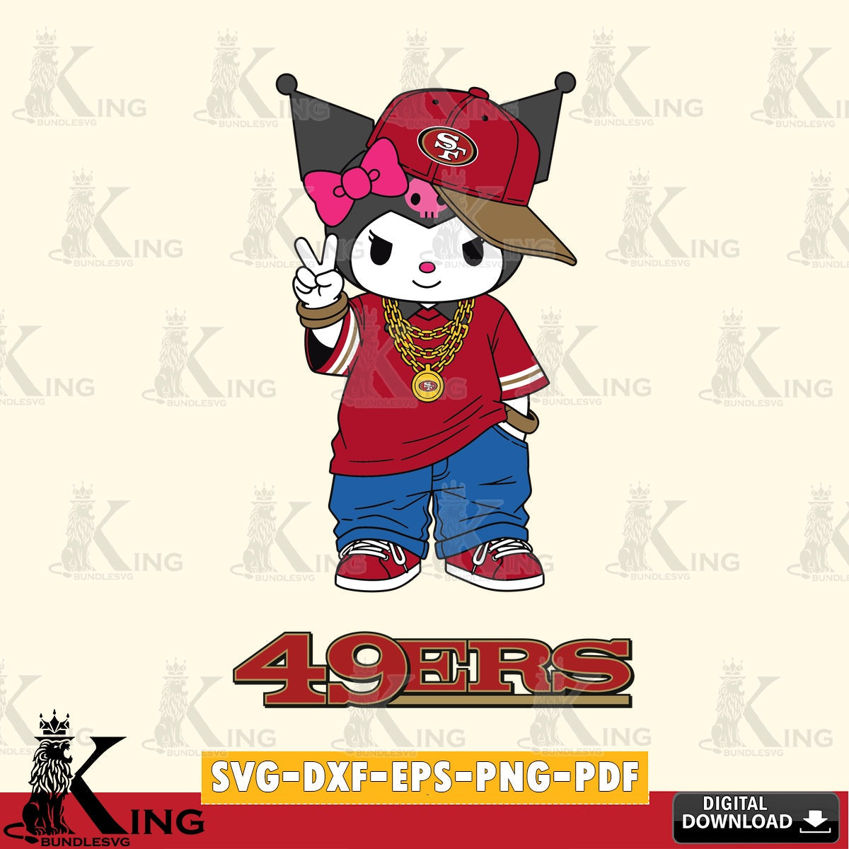 San Francisco 49ers Kuromi Streetwear Style SVG file, Cricut, Cut file  , Digital Download , Instant Download, Sanrio svg, Clipart
