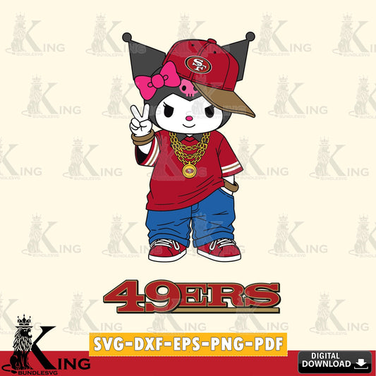 San Francisco 49ers Kuromi Streetwear Style SVG file, Cricut, Cut file  , Digital Download , Instant Download, Sanrio svg, Clipart