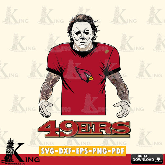 Unique artwork depicting San Francisco 49ers Michael Myers tattoo football, high-quality vector for DIY scrapbooking and home