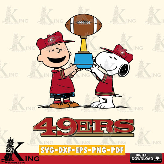 San Francisco 49ers Peanuts Football Trophy Cricut file , Cut file  , Digital Download , PDF File , Instant Download