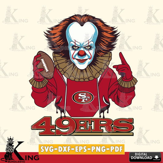 Artistic drawing of San Francisco 49ers Pennywise player football, NFL SVG PNG design suitable for Glowforge and laser cutting