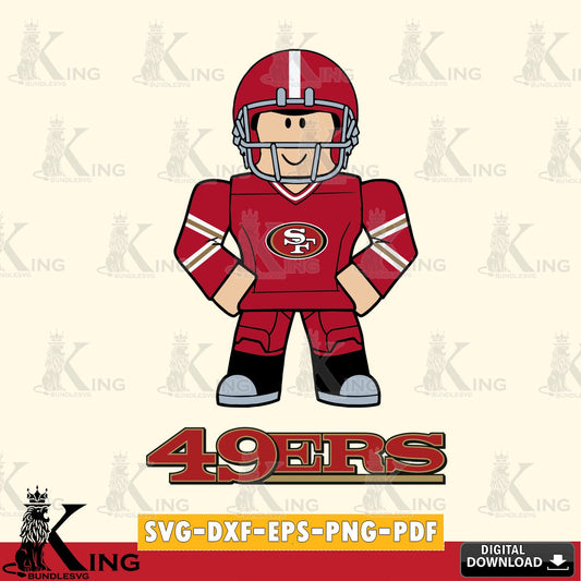 Digital clipart of San Francisco 49ers Roblox cool football, NFL file cut, digital file for silhouette cameo and cricut projects.