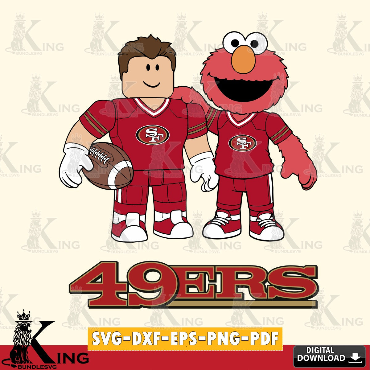 San Francisco 49ers Roblox & Elmo Football SVG file , Cricut, NFL  File cut , Digital Download , PDF File