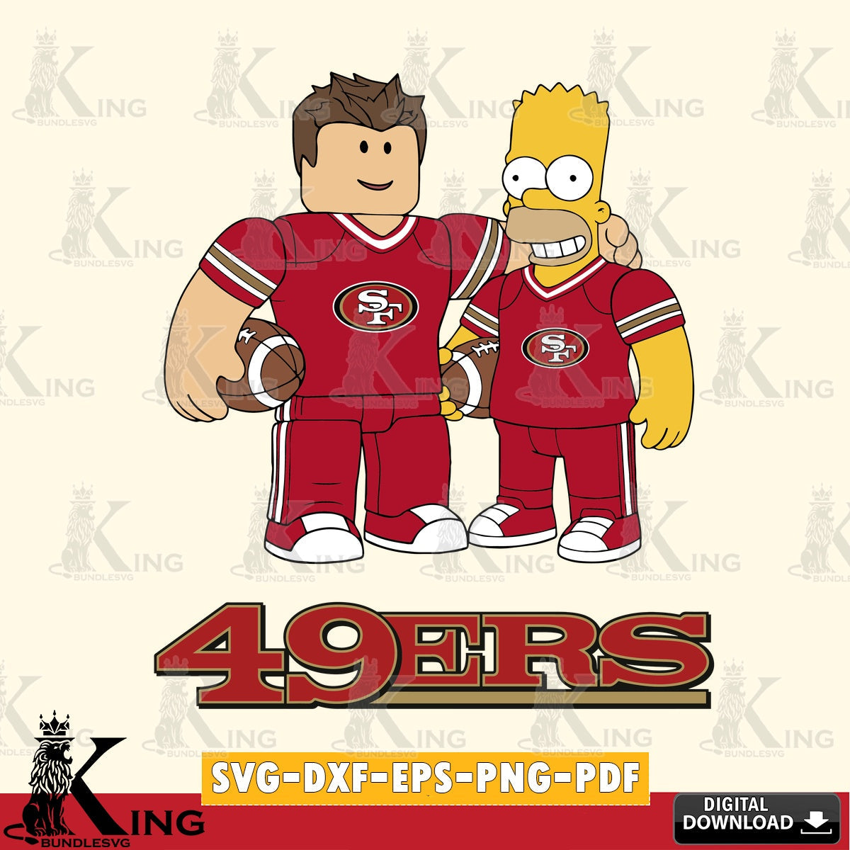 San Francisco 49ers Roblox & Homer Simpson Football SVG file , Cricut, NFL  File cut , Digital Download , PDF File