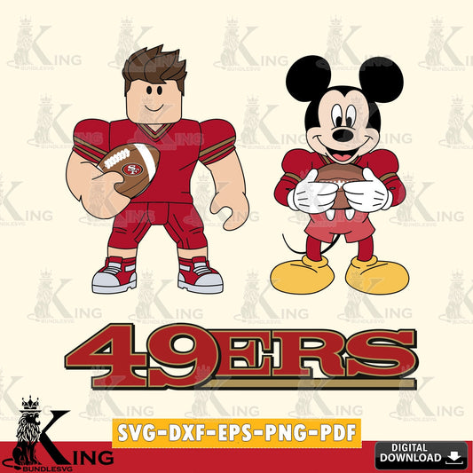 San Francisco 49ers Roblox & Mickey Football SVG file , Cricut, NFL  File cut , Digital Download , PDF File