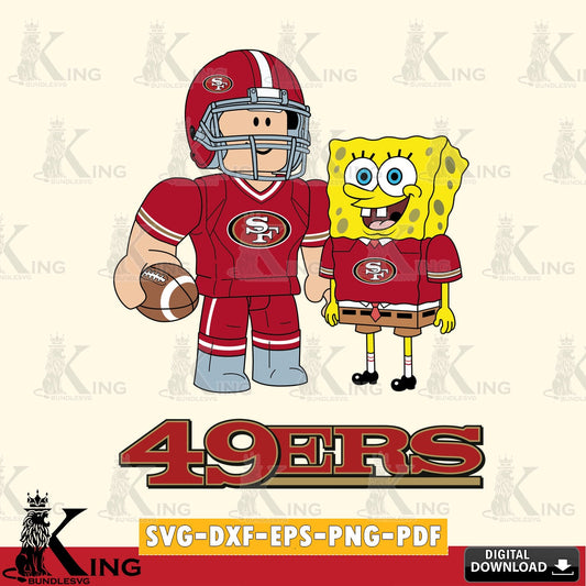 San Francisco 49ers Roblox & Spongebob Football SVG file , Cricut, NFL  File cut , Digital Download , PDF File