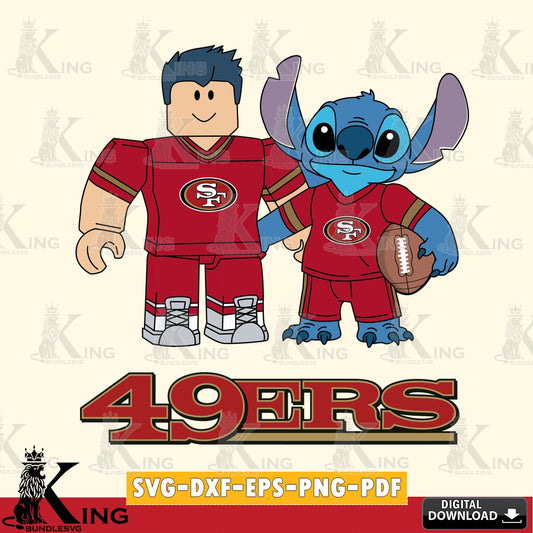 San Francisco 49ers Roblox & Stitch Football SVG file , Cricut, NFL  File cut , Digital Download , PDF File