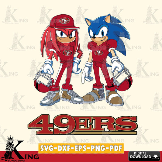 High-quality graphic of San Francisco 49ers Sonic And Knuckles player football, digital file for silhouette cameo and cricut