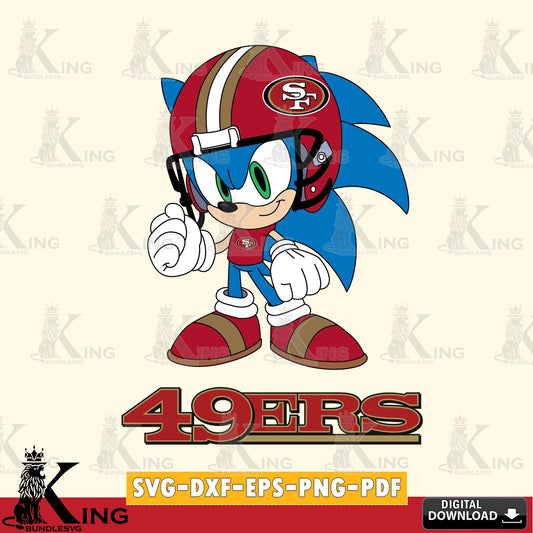 Custom design featuring a San Francisco 49ers Sonic Football Mascot SVG PNG design suitable for Glowforge and laser cutting