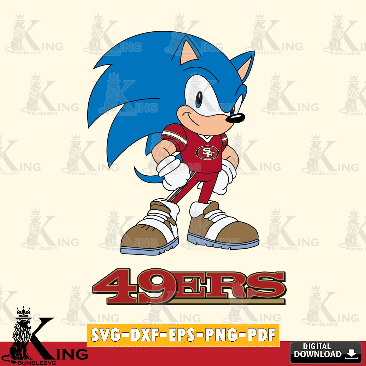 Creative design featuring San Francisco 49ers Sonic Football Star Mascot, SVG PNG design suitable for Glowforge and laser cutting
