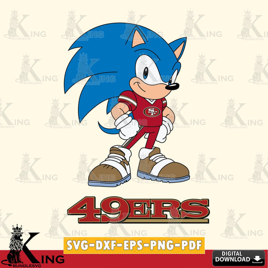 Creative design featuring San Francisco 49ers Sonic Football Star Mascot, SVG PNG design suitable for Glowforge and laser cutting
