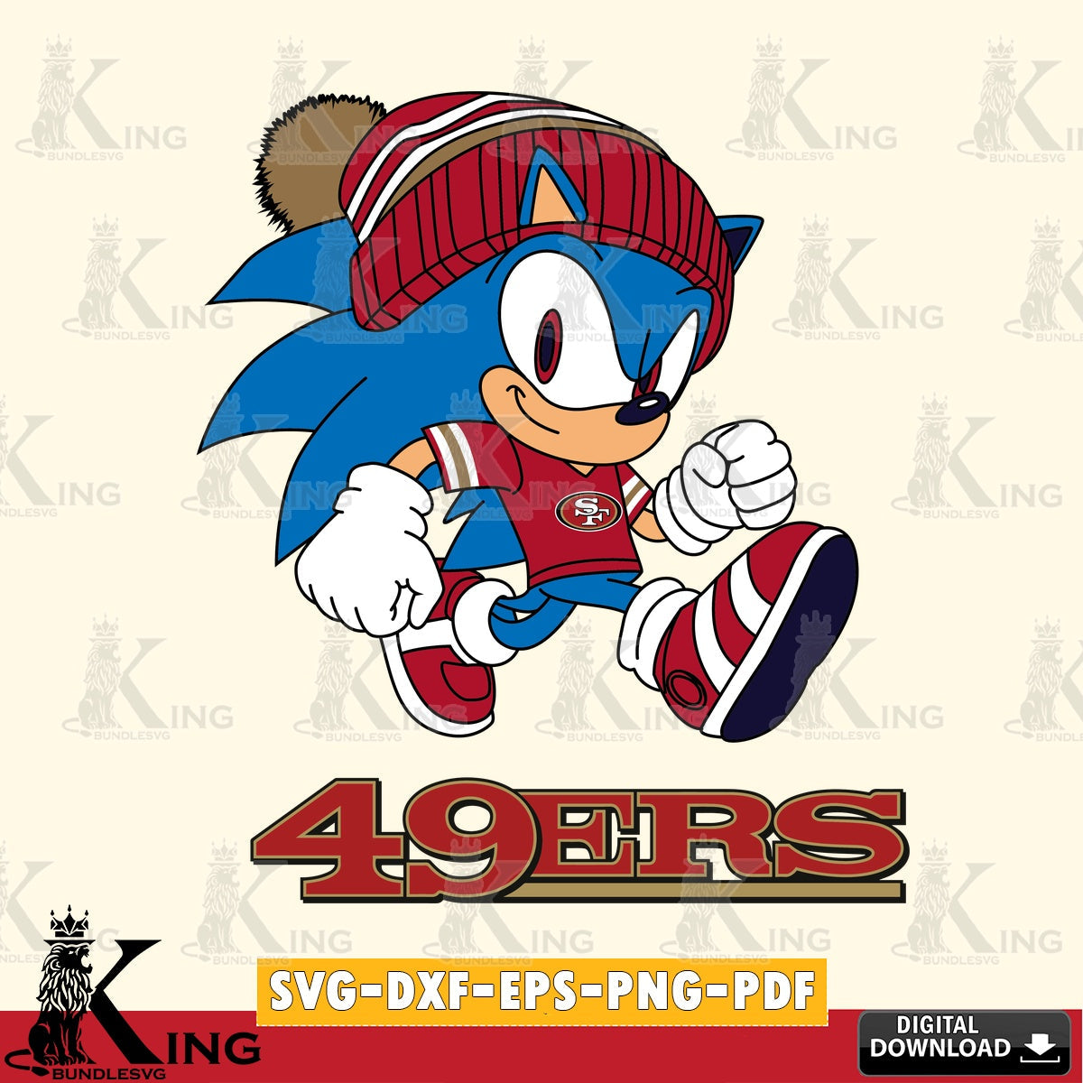 San Francisco 49ers Sonic Football SVG file, Vector , Digital Download , PDF File , Instant Download