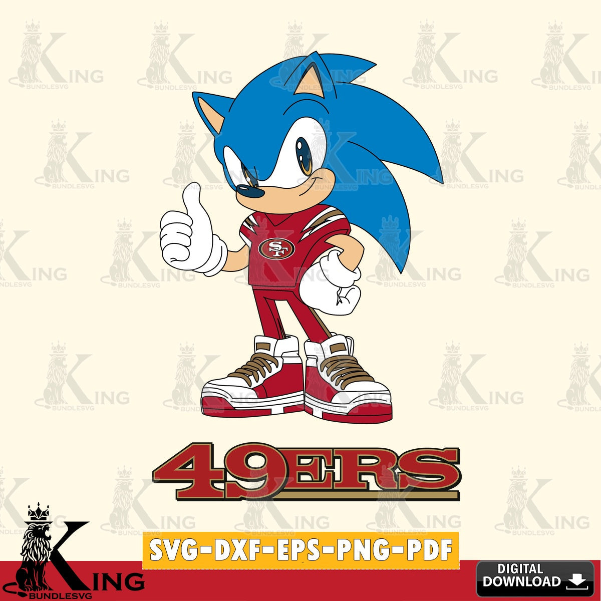Artistic drawing of San Francisco 49ers Sonic Like Football, cut file ideal for vinyl projects and T-shirt printing