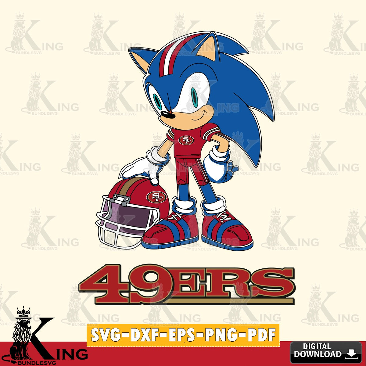Digital clipart of San Francisco 49ers Sonic Player Football vector art for engraving, cutting, and printing