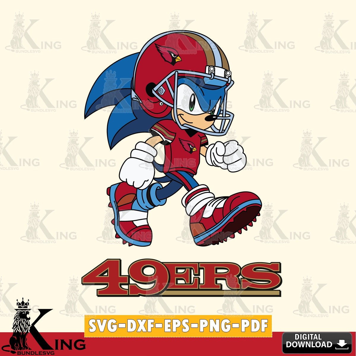 Printable art of San Francisco 49ers Sonic Ready Football, digital clipart compatible with laser engraving and cutting