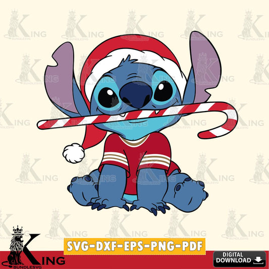 San Francisco 49ers Stitch Christmas SVG, NFL for Cricut, Silhouette, Digital Download , file cut