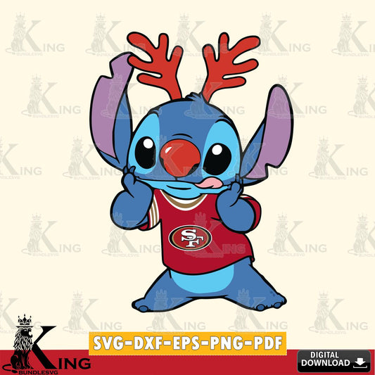 San Francisco 49ers Stitch Reindeer SVG, NFL for Cricut, Silhouette, Digital Download , file cut