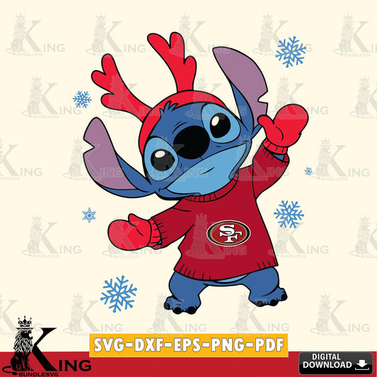 San Francisco 49ers Stitch Santa Christmas SVG, NFL for Cricut, Silhouette, Digital Download , file cut