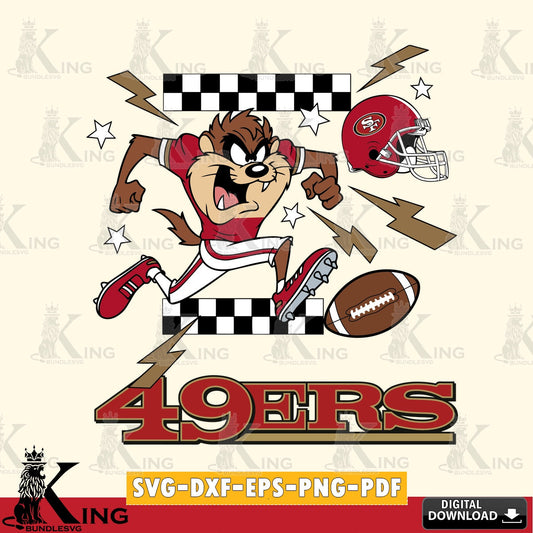 San Francisco 49ers Taz Football Lightning Cut file  , Digital Download , Instant Download, Looney Tunes svg, Football svg