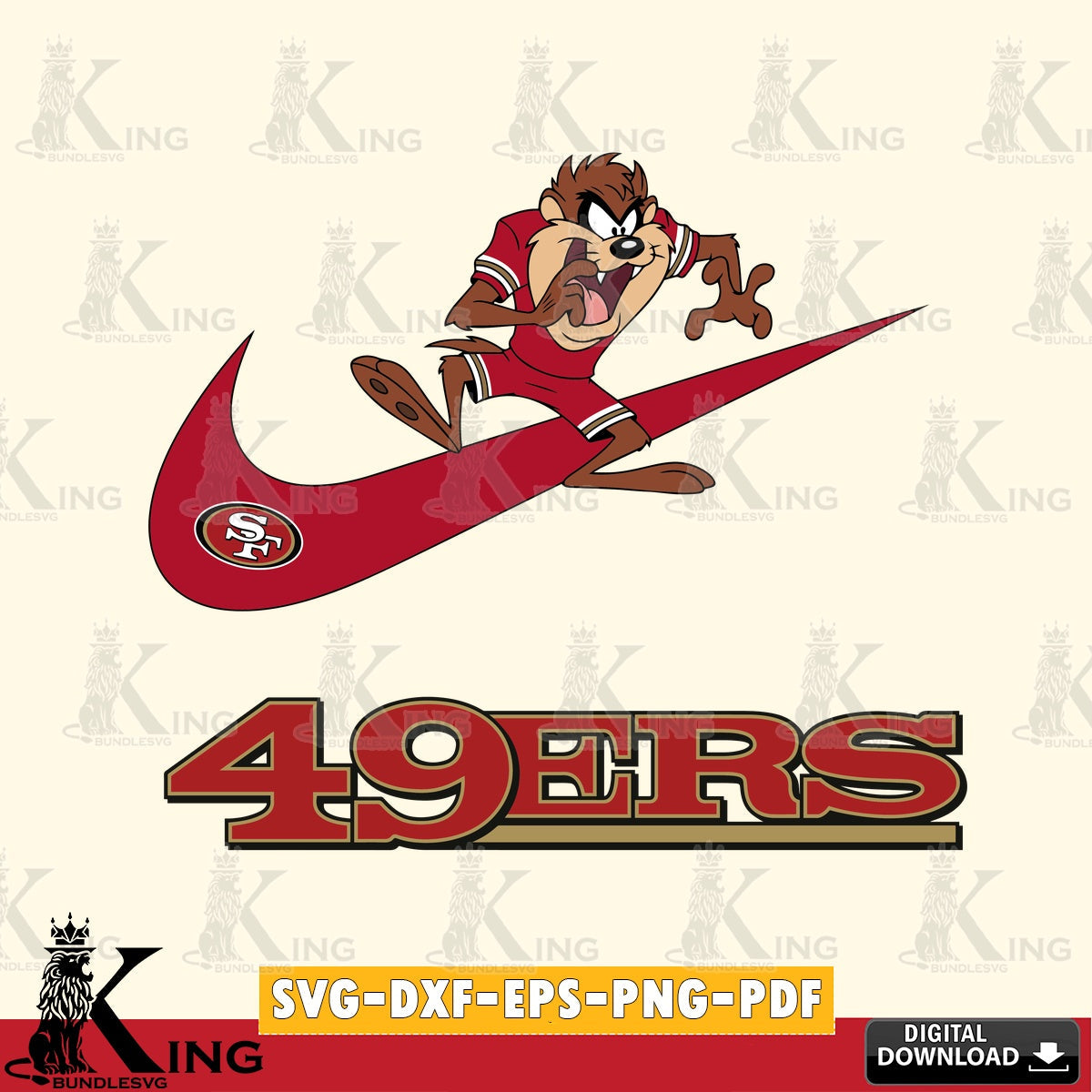 San Francisco 49ers Taz Football Nike Cut file  , Digital Download , Instant Download, Looney Tunes svg, Football svg