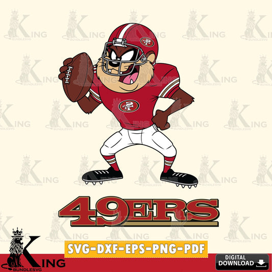San Francisco 49ers Taz Football Player Cut file  , Digital Download , Instant Download, Looney Tunes svg, Football svg