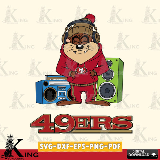 San Francisco 49ers Taz Hip Hop Cut file  , Digital Download , Instant Download, Looney Tunes svg, Football svg