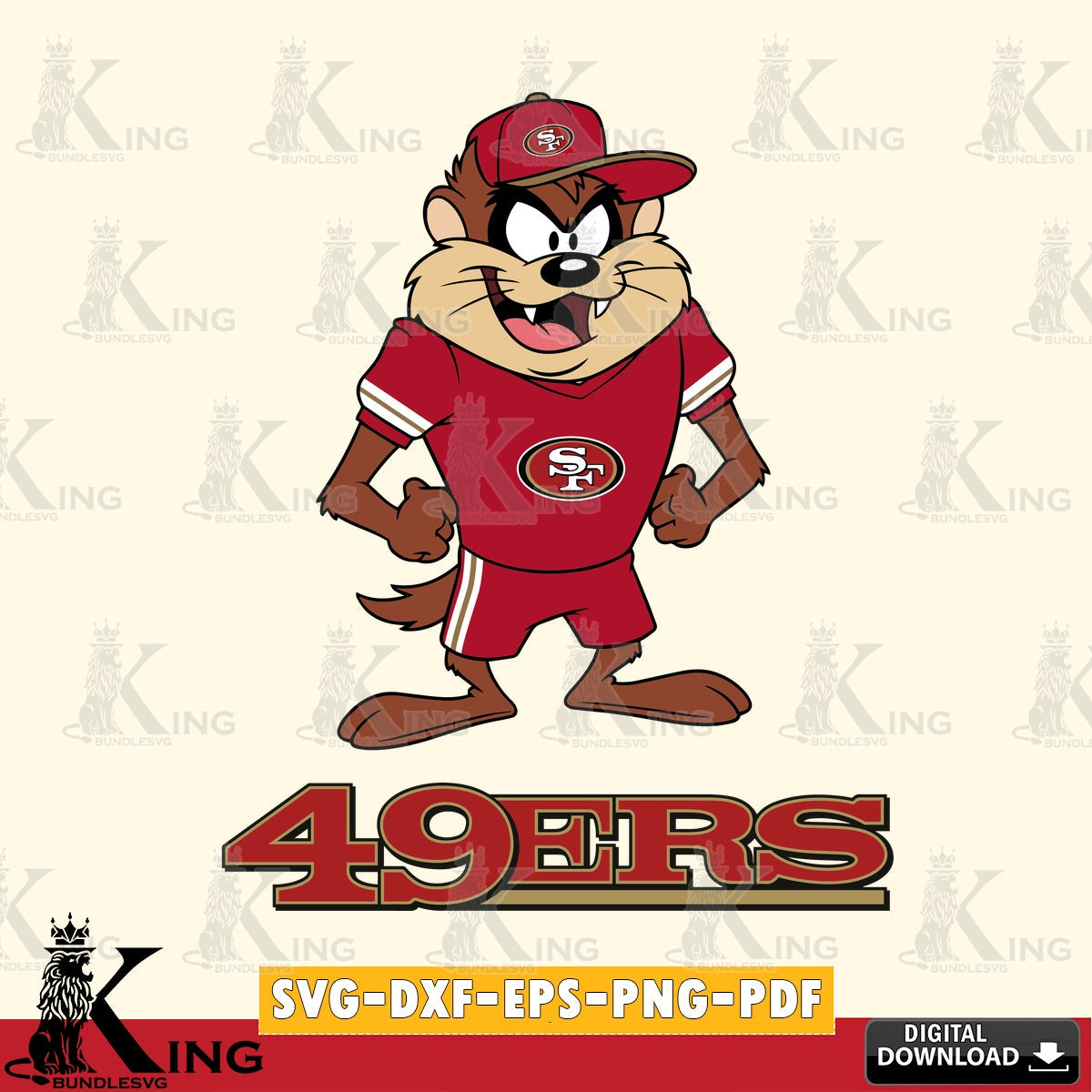 San Francisco 49ers Taz Standing Pose Cut file  , Digital Download , Instant Download, Looney Tunes svg, Football svg