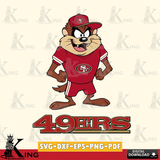 San Francisco 49ers Taz Standing Pose Cut file  , Digital Download , Instant Download, Looney Tunes svg, Football svg