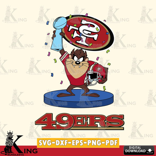San Francisco 49ers Taz Trophy Podium Cut file  , Digital Download , Instant Download, Looney Tunes svg, Football svg