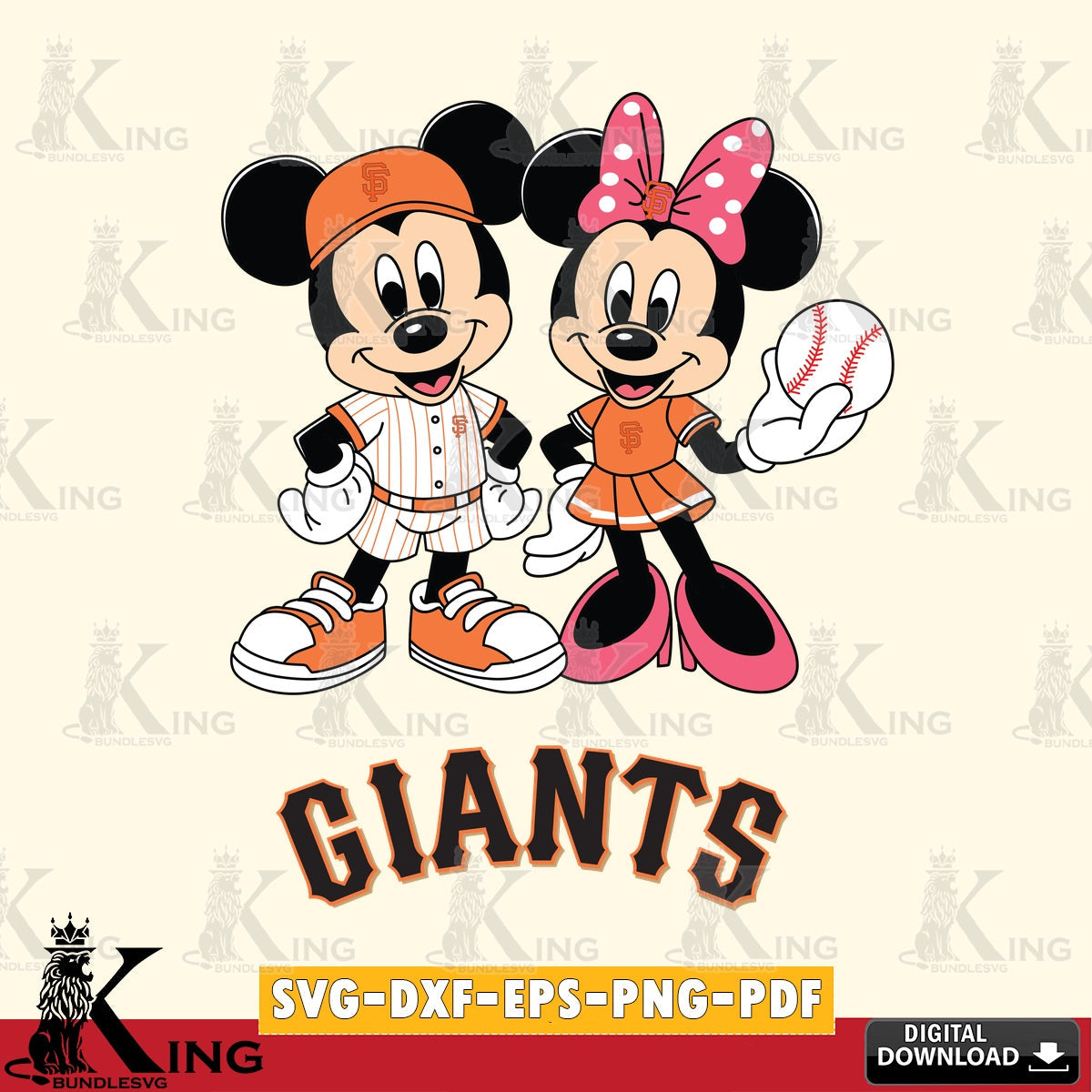San Francisco Giants Baseball Mickey Minnie Mouse SVG file , For Cricut,  File cut , Digital Download , PDF File, Cut Files