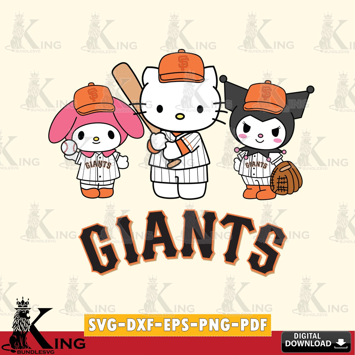 Beautiful illustration of San Francisco Giants cute kawaii friends cut file ideal for vinyl projects and T-shirt printing