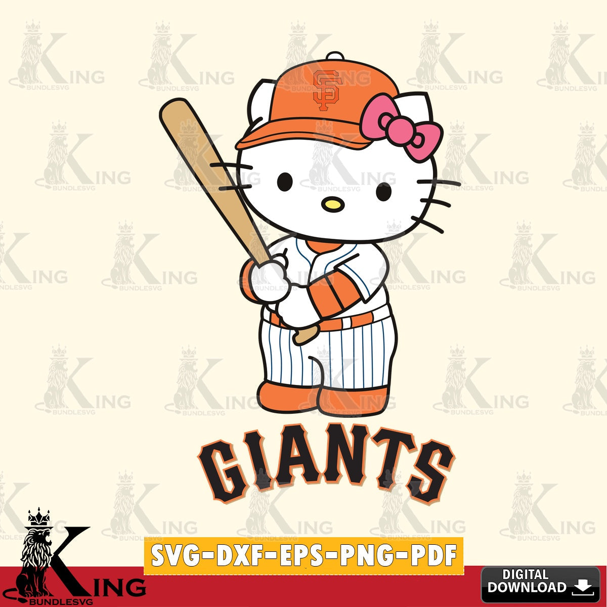 Jumbo collection of San Francisco Giants Hello Kitty baseball batter SVG cut file for personalized gifts and laser projects