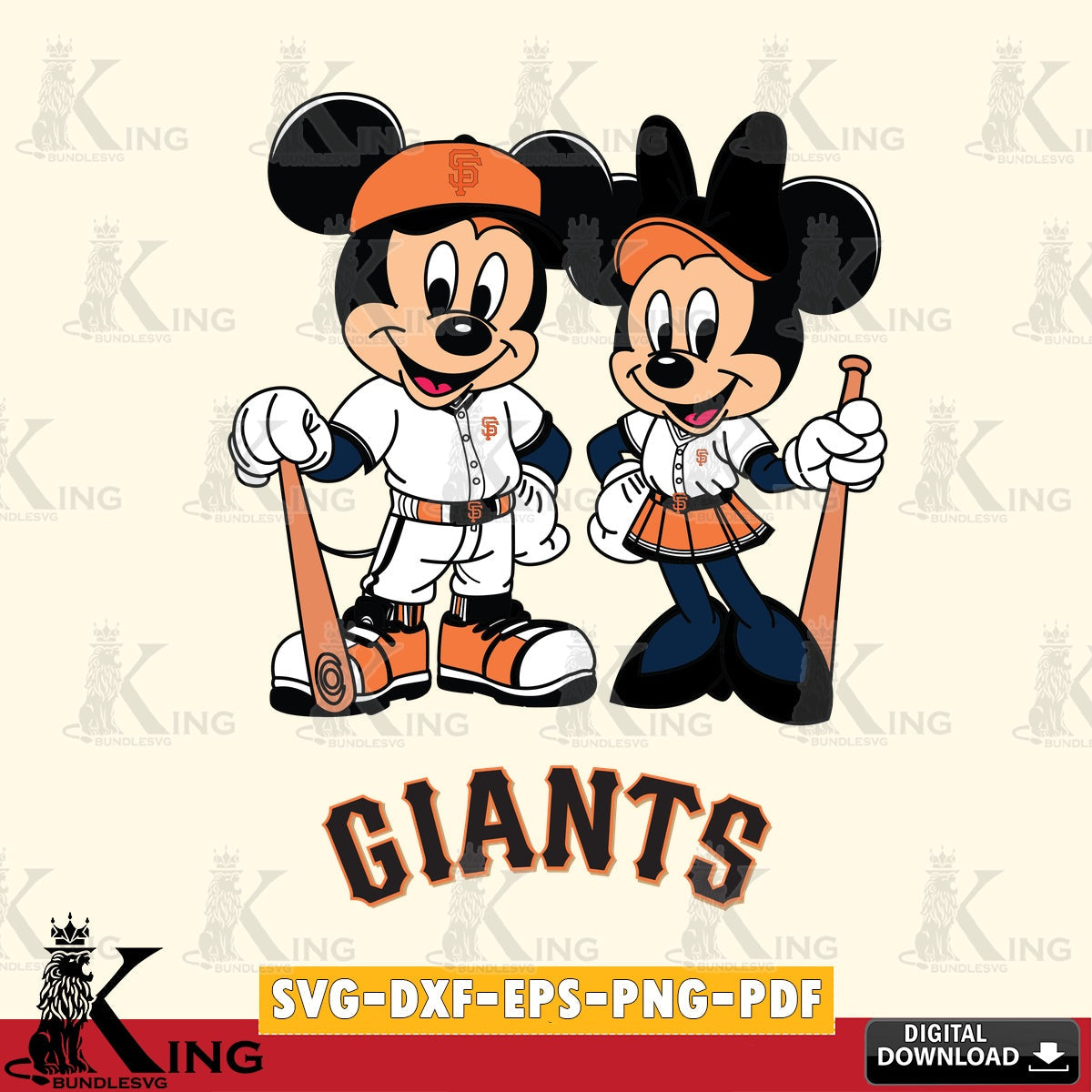 San Francisco Giants Mickey Minnie Mouse player SVG file , For Cricut,  File cut , Digital Download , PDF File, Cut Files